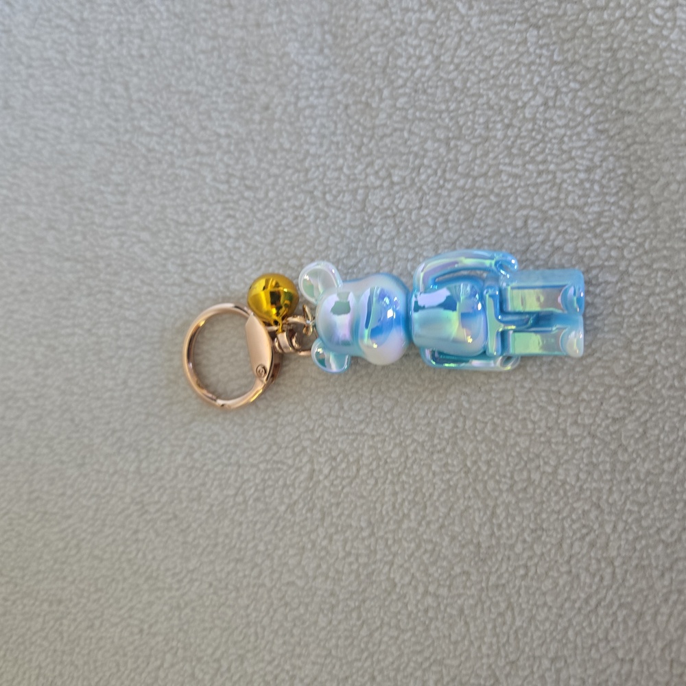 Iridescent Bear Keychain/Bag Charm with Gold Accent